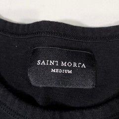 Saint Morta T-Shirt Mens Medium Black Red Green Stripe Longline Curved Hem Tee
