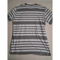 Ecko Unltd Mens T-Shirt Large Grey White Striped RhinoLogo Graphic Crew Neck Tee
