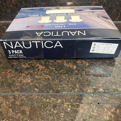 NAUTICA Men XL 3 Pack White Soft Cotton Crew Neck T Shirts w Logo Tag Free – NEW