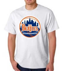 THE BEATLES SHEA STADIUM METS LOGO TEE T-SHIRT LENNON MCCARTNEY HARRISON STARR