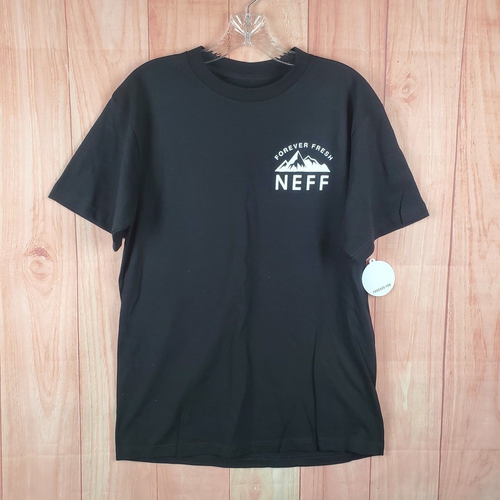 Neff Forever Fresh T Shirt Mens M Black Mountain Graphic Print Cotton Streetwear