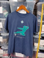 Bruce Lee Action Museum Mariners Shirt Size L Navy Blue Martial Arts A30