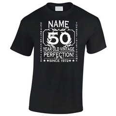 Men’s 50th Birthday T-Shirt Gift Add Name Age and Year Of Birth Customise