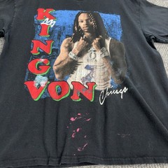 King Von T Shirt Mens L Black Cotton Graphic Chicago Rap Tee Hip Hop Streetwear