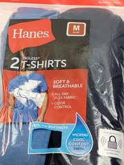 Hanes ~ Mens 2-Pack T-Shirts Crew Neck Blues 100% Cotton ~ M (38-40)