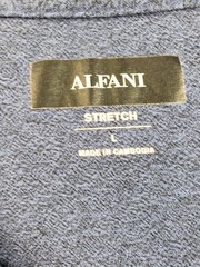Alfani Men T Shirt L Blue Textured Henley Short Sleeve Stretch Summer Casual