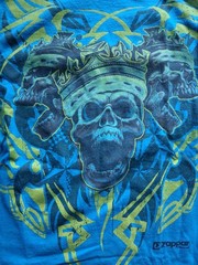 Zapparel Skulls Blue T-Shirt Short Sleeve 100% Cotton Size S Small; RN# 117508