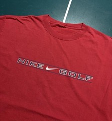 Vintage Nike Golf Swoosh Logo T Shirt Men’s Large Red Tiger Woods 90s EUC