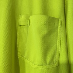 Duluth Trading Mens L Bright Safety Yellow Short Sleeve T-Shirt Pocket Stretch *