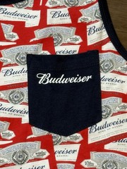 Budweiser Pocket Tank Top Y2K Americana Graphic Beercore Festival S