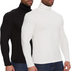 Men High-Neck Mock Turtleneck Ultra-Soft Undershirt Top Long Sleeve Pullover