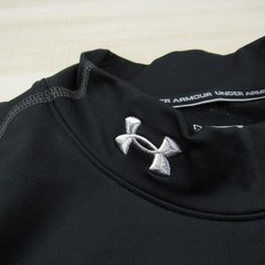 Under Armour Shirt Mens Large Black Fitted Mock Cold Gear Fleece Long Sleeve
