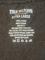 True Religion T-Shirt Mens XL Black Gold Metallic Logo Horseshoe Graphic Tee