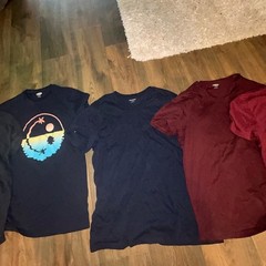 Set of Graphic T-Shirts in Black, Blue, and Red