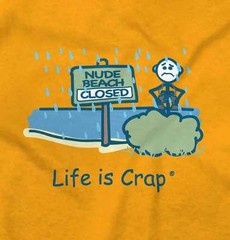 Life is Crap Nude Beach Funny Pervert Dirty Mens Casual Crewneck T Shirts Tees
