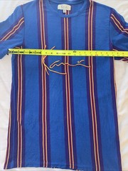 VTG ~ KARL KANI Shirt Mens LARGE Vertical Stripe Embroidered Logo Hip Hop Y2K