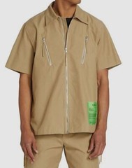 $375 Helmut Lang Men’s Beige Zip Front Shirt Size S
