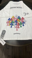 Chrome Hearts Mens White Graphic Crosses Logo Crew Neck Short Sleeve T-Shirt S
