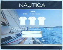 Nautica Mens Size S 34-36 3-Pack Cotton Blend V-Neck T-Shirts White Undershirts
