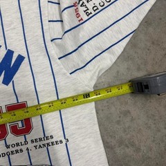 Vintage 90s Brooklyn Dodgers T-shirt Long Gone Jersey Pinstripes Gray Mens XL