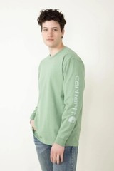 NWT L CARHARTT LOOSE FIT HEAVYWEIGHT LONG SLEEVE SHIRT LOGO GRAPHIC K231-GF6 GRN