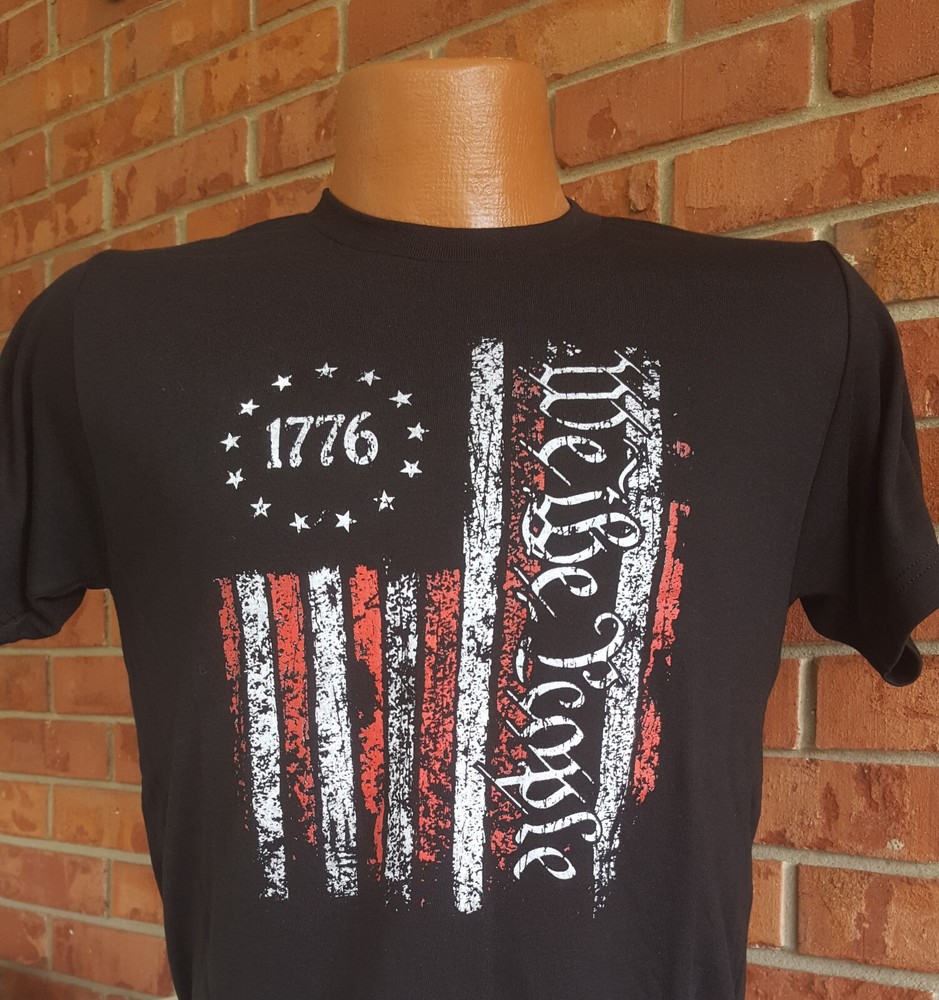 We The People 1776 Flag T-Shirt Super Soft Tee Poly Rich 65/35 Blend Patriotic