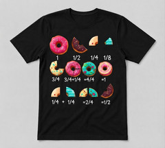 Math Donut Fraction Back To School Teacher Gift Black T-shirt