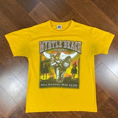 Vintage Myrtle Beach Motorcycle Shirt Mens Medium Yellow Bike Week Y2K 2001