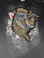 Avirex Shirt Mens 2XL Big Black Graphic Skeleton King Poker Cards Casino Jesse