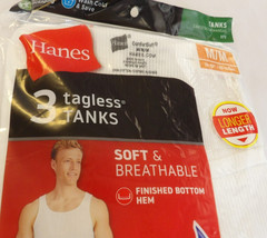 New HANES White 3 Pack TAGLESS Tanks Shirts 100% Cotton Size M (38-40″)