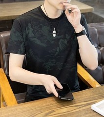 Men’s Ice Silk Cooling T-Shirt Summer Print Casual Short Sleeve O-Neck Top