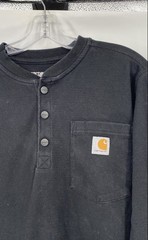 Carhartt Mens Black Workwear Long Sleeve Relaxed Fit Henley Neck T-Shirt Size S