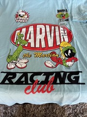 Looney Tunes Marvin the Martian Racing Club Graphic Light Blue Men’s M Shirt