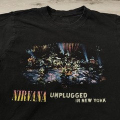 Nirvana Unplugged In New York Shirt MD 18.5” X 27” Black Set List On Back Cobain