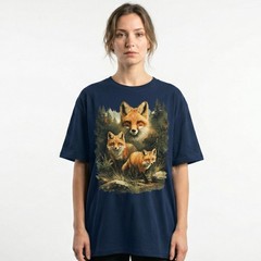 Red Fox Family Watercolor Splash Forest T-Shirt Wildlife Nature Lover Animal Tee