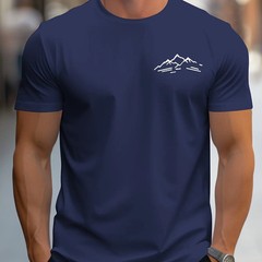 Men Summer 100% Cotton Mountain Pattern Casual Loose Plus Size T-Shirt