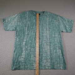 Vintage Art Shirt Mens Medium Green Abstract Geometric Retro 90s Single Stitch