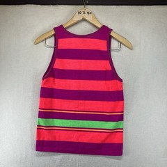 Vintage Sporty 80s 90s Tank Top Sport Stripes BRIGHT NEON Extra Small 32×22