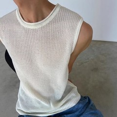 Casual Wear Daily Wear Men’s Tank Top Knitted Vest Knitted Fabric Regular Length