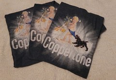 Coppertone Baby Iconic Dog&Girl Shirt Unisex X-Lg Blue Beach Graphic Gray USA