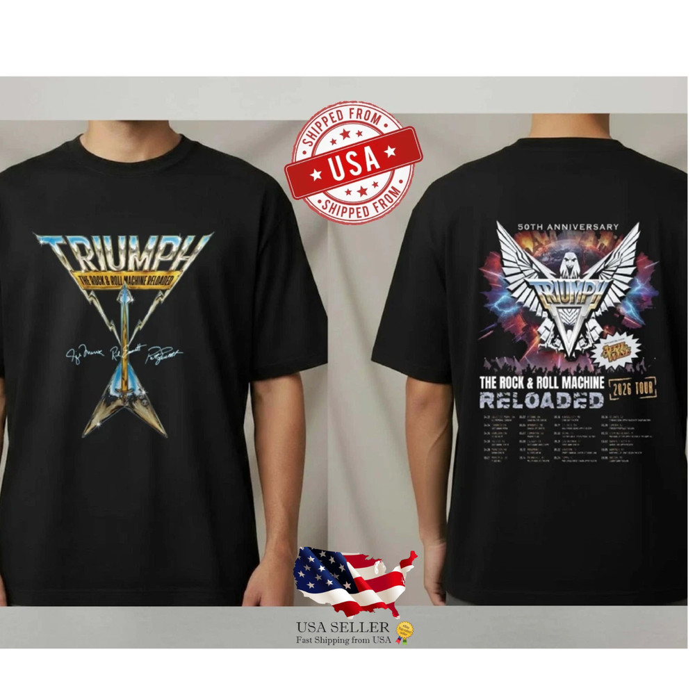 Triumph 50th Anniversary Tour 2026 Shirt Rock Band Mens Black Graphic Tee