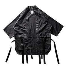 Niepce Matte Black Tee Japanese Samurai T-Shirt Kanji Embroidery Shirt