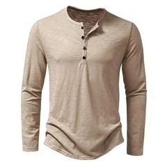 Camisa De Manga Larga Moda Lujo Camiseta Elegante Algodón Cuello V Para Hombres
