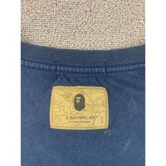 A Bathing Ape Long Sleeve T Shirt Men XL Navy Chest Logo Patch Tag Streetwear
