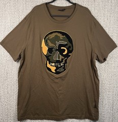 Sean John Appliqué Skull Graphic Tee 3XL Brown Streetwear Hip Hop Oversized