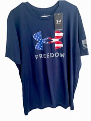 Under Armour Freedom Loose T-Shirt Athletic UA Gym US Flag Mens Sz L Patriot Run