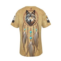 Native American Indian Wolf T-shirt/Dreamcatcher/Men/Women, Front & Back Image.