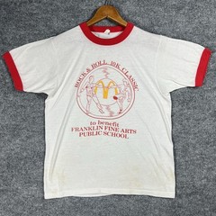 VINTAGE 80s Franklin Fine Arts School Chicago T Shirt Men M McDonalds Rockabilly