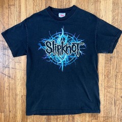 Vintage Y2K Slipknot Blue Lightning Nonagram T-Shirt – Distressed size medium