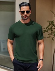 Coofandy T Shirt Crew Neck, Regular Fit, Short Sleeve, Solid, Ribbed Cuffs Solid